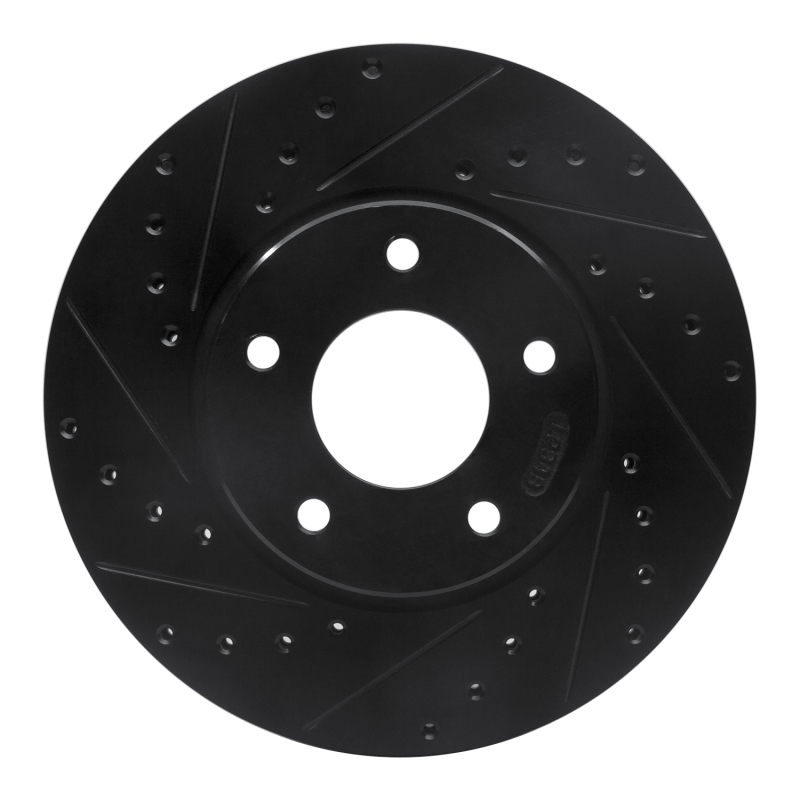 Jaguar XJR Brake Rotor (1) - Front Left - R1 Concepts - Drilled & Slotted - Black - `97-`03